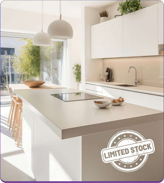 Modern kitchen with a limited stock label