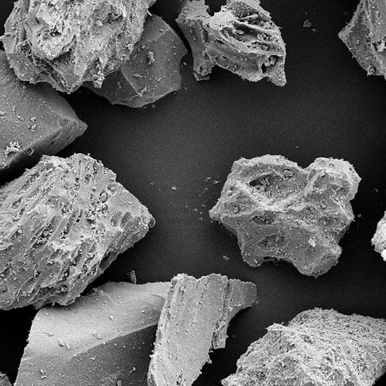 micro-photo of exfoliating and scrubbing pumice powder